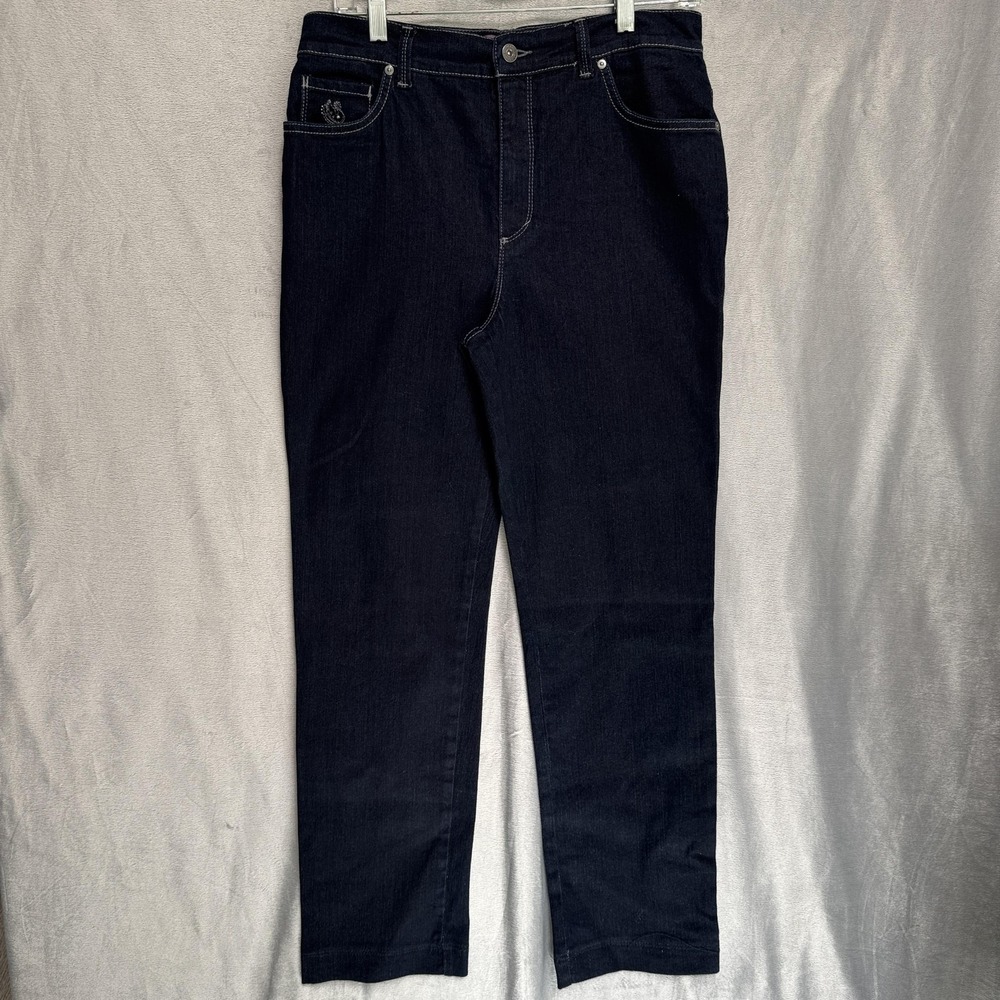 Gloria Vanderbilt Jeans Womens 14 Dark Wash‎ Straight Leg Rhinestone Pockets